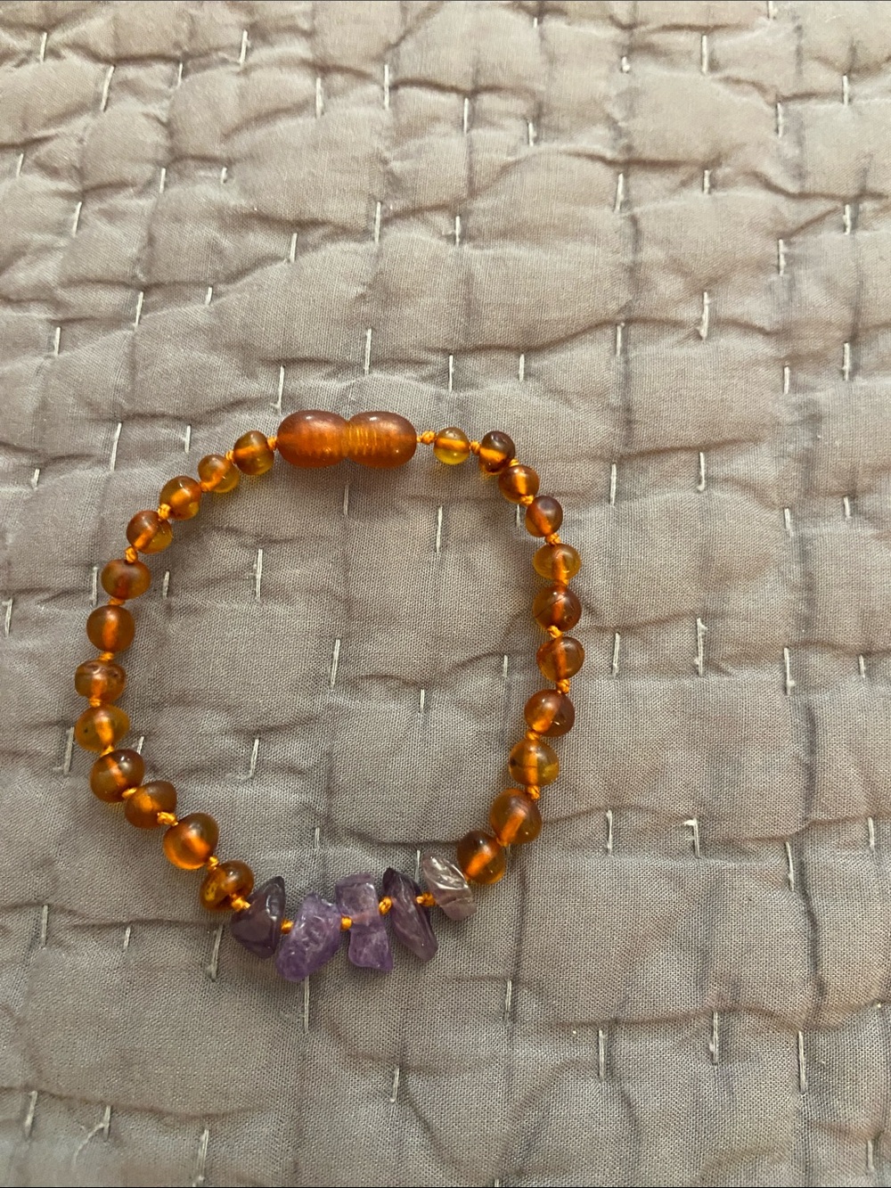 Amber Bead Bracelet with Amethyst Accent - Women Jewelry
